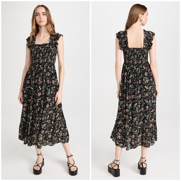 💕HILL HOUSE HOME💕 The Ellie Nap Dress ~ Berry Floral Print Small - Picture 1 of 16